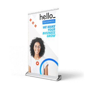 Mini roll up banner de mesa