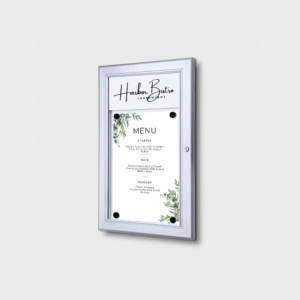 Vitrina exterior para menú con panel de logotipo
